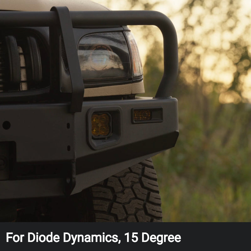 Mid range shot of toyota tacoma with aptomo beacon+ and diode dynamics ssc2 in signal opening, replaces ARB 3500080